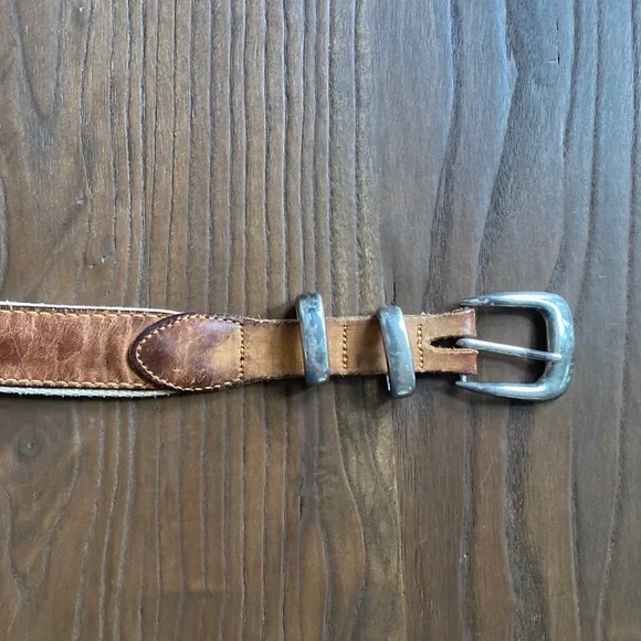 Mens distressed leather embroidered vintage sailfish fishing belt silver tip - Picture 7 of 8